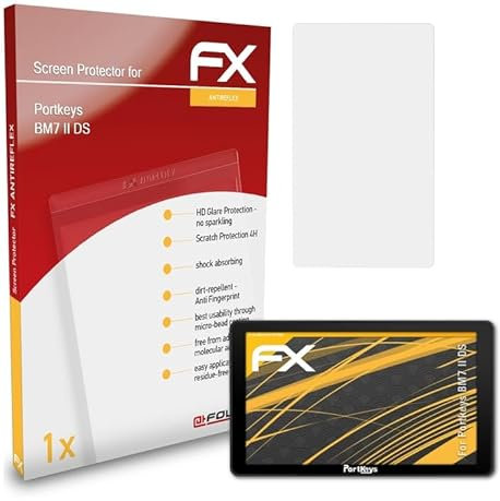 atFoliX Panzerfolie kompatibel mit Portkeys BM7 II DS Schutzfolie, entspiegelnde und stoßdämpfende FX Folie