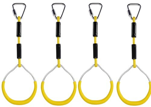 FBSPORT 4 Stück Klettern Ringe für Kinder, Outdoor Indoor Kinder Ninja Ringe zum Aufhängen belastbar bis 160KG, Klettergeräte Schaukeln für Garten
