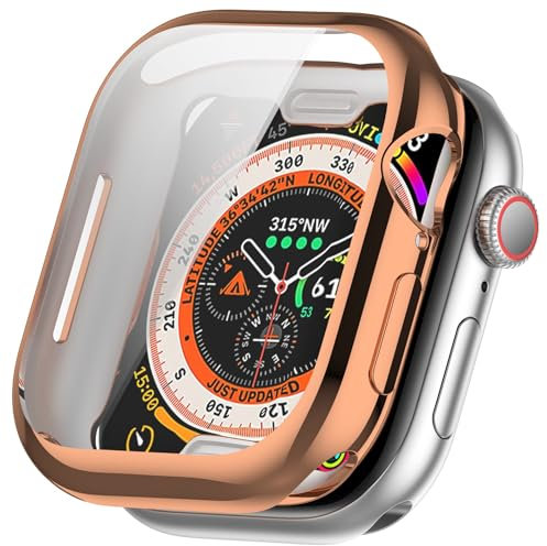 FiiMoo Cover con Pellicola Protettiva per Apple Watch Series 10 46mm Custodia, Custodia Protettiva, [Tocco Sensibile][HD Clear], Custodia Protettore Schermo per Apple Watch Series 10 46mm-Oro Rosa