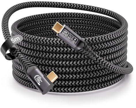 CAKOBLE USB C Kabel 5m,usb c winkelstecker 90 grad USB C 3.2 Kabel 20 Gbps,100W, 4K@60Hz Videoübertragung Kompatibilität Thunderbolt 3 Kabel Für i-Phone 16, MacBook iPad Pro, Samsung S24/S22