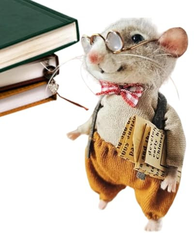 Needle Felt Mice Ornament - Cute Christmas Mice Ornaments | Handmade Wool Felted Mice Christmas Decorations | Wool Felt Christmas Mice Ornaments for Home, Offices, Bedroom(E)