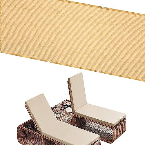 Tenda da sole 3,5 x 4 m, 95% UV, traspirante, in HDPE, con corde incluse, ideale per terrazza, balcone, piscina, giardino, colore: giallo sabbia