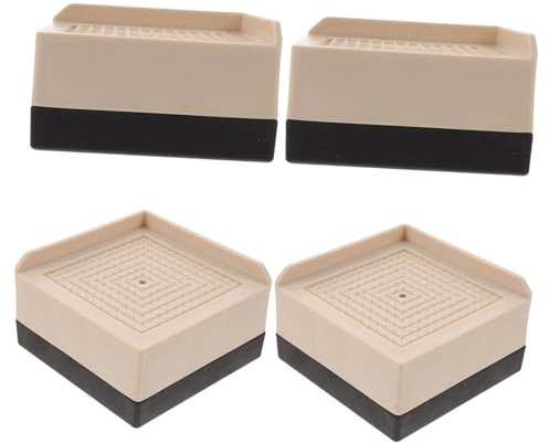 4pcs Bed Mat Bed Lifter Desk Risers Sofa Raisers 4-pack Bed Frame Risers Bed Raising Blocks Adjustable Table Leg Extenders Height Lift for Chair Monitor Riser up Beige Soft Rubber