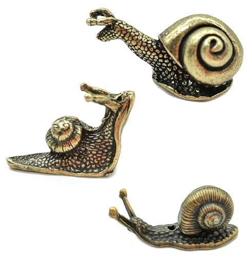 Niuhong 3 Pcs Schnecken Gartenfigur Gartendeko Schnecke Figur Miniatur Ornamente Retro Kreativ Metall Skulpturen Tierskulptur Außendekoration Outdoor Balkon Rasen Terrasse Hof (Bronze)