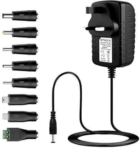 Sfunpu 12V 2A Power Supply Adapter,Universal AC DAC/DC Converter Adapter Driver Transformer UK Plug 5.5 x 2.5mm(Compatible with 5.5 x 2.1mm) for LED light CCTV Camera