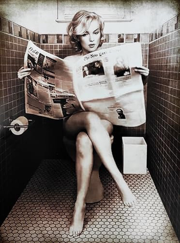 KUSTOM ART Dekoratives Wandposter Serie Hollywood Schauspielerinnen Marilyn Monroe mit Zeitung Kunstdruck auf beschichtetem Papier 40 x 30 cm ohne Rahmen