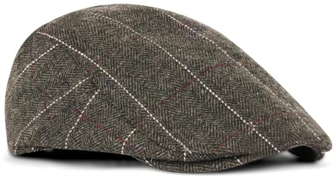 AOGOE Schiebermütze Barret Flat Cap Schirmmütze, Einstellbar Barett Cap Herren, Gatsby Schirmmütze Newsboy Flat Mann Baskenmütze, Kostüm Accessoires für Frühling Herbst Winter ca 47-55CM