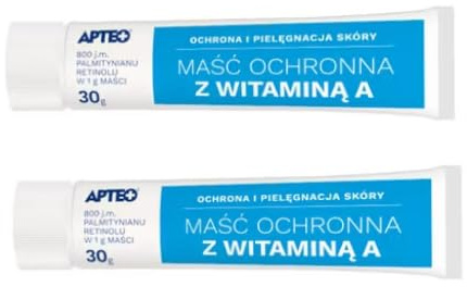Schützende Salbe mit Vitamin A – für trockene und rissige Haut, regenerierend mit Retinol 800 I.E./g – 2 x 30 g + MiL4 Unterlage