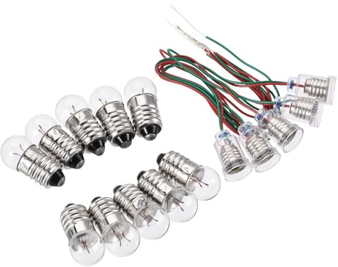 TA-VIGOR E10 Lamp Socket Set with Wire, 1.5V Screw Base Light Bulb Holder with Leads for Science Projects, Flashlight Repair, Control Panel 1 Set
