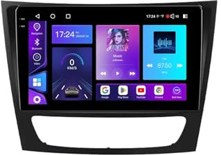 9 Android 15 Pantalla Táctil Radio 2 DIN Coche Pantalla para Mercedes Benz E-Class W211 2002-2008 con Enlace Espejo/GPS/FM/BT/Ventilador de refrigeración/Reproductor Multimedia(6+128G)