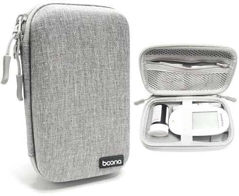 FSJLT Diabetic Supplies Travel Case, Hard EVA Carry Case, Portable Organizer for Glucose Monitor, Blood Sugar Test Trips and Other Diabetes Testing, Grey