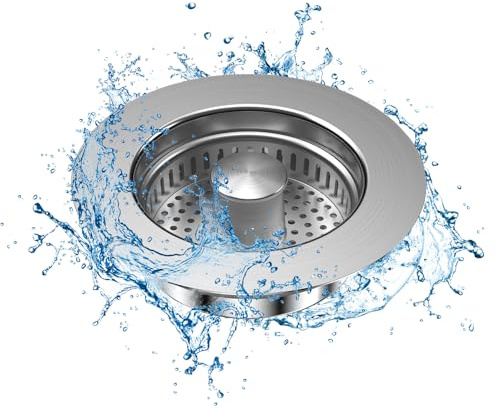 LAIVIYA Abflusssieb Küchenspüle Waschbeckenstöpsel 3-in-1 Pop-Up Edelstahl Abflussstopfen Spülbecken Stöpsel für Küche Spülbecken Sieb mit Filterkorb für Tiefe > 40 mm, Spülbecken Bohrung 75-86mm