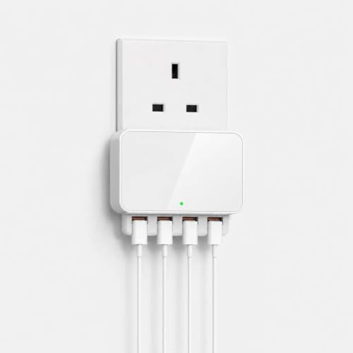 USB Charger Plug 4 Port, Multi Device USB Wall Charger Adapter | Foldable UK Plug, Slim Travel Charging Block for iPhone 17 16 15, Samsung Galaxy S26 S25 S24, iPad Tablets and More