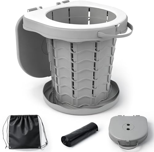 Soontrans Campingtoilette 325 × 345 × 320 MM für Kinder und Erwachsene, Robuste Camping Toiletten Belastbar Bis 100 kg, Faltbare Toilette mit Deckel für Familie, Wanderungen und Auto