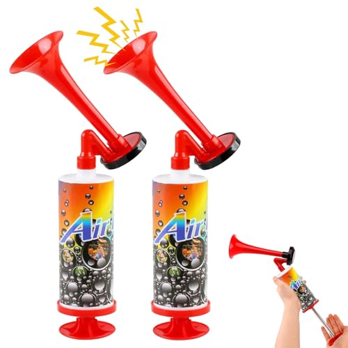 2 Stück Air Horn, Air Horn Extrem Laut Hupe, Luftdruck Fanfare Handheld | Wiederverwendbare Party Horns, Manuelle Stadion-Trompete, für Football, Handball, World Cup Sportevents