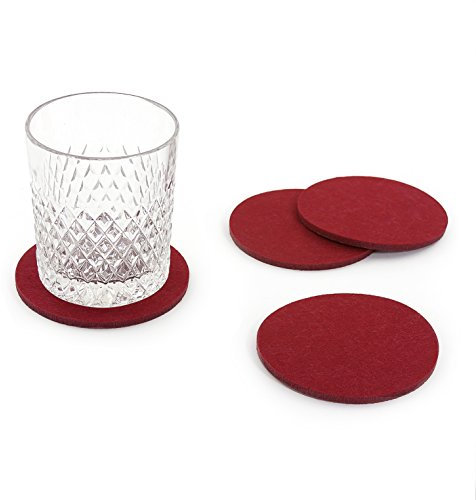 Oblique Unique® Filzuntersetzer rund 4er Pack für Tisch und Bar - Glasuntersetzer Untersetzer aus Filz (Bordeaux)