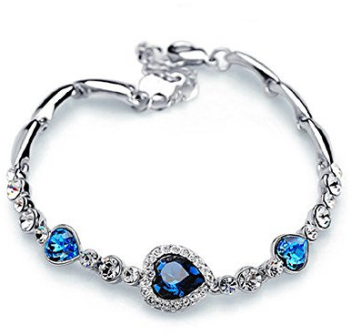 Charming Women's Austrian Crystal Titanic Inspired Heart of Ocean Bangle Bracelet (Ocean Blue)