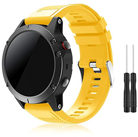 TOPsic Fenix 5 Sportuhr Armband - Silikon Sportarmband Uhr Armband Ersatzarmband mit Werkzeug für Fenix 5/Fenix 5 Plus/Fenix 6/Fenix 6 Pro/Fenix 7/Fenix 7 Solar/Fenix 7 Sapphire Solar/Fenix 8 47mm