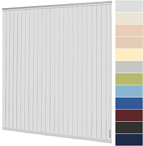 Lamellenvorhang nach Maß Vertikaljalousie 89 mm für Tür und Fenster viele Farben Maßanfertigung Wand- und Deckenmontage Jalousie Lamellen Rollo (Breite 40-60 cm x Höhe 180,1-200 cm, Weiß)
