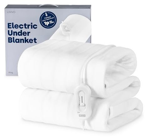 LIVIVO Electric Under Blanket - Heated Underblanket with 3 Heat Settings, Detachable Control, Ultra Fast Heat Up, Overheat Protection & Straps for an Easy Fit (King (U.K. Standard))