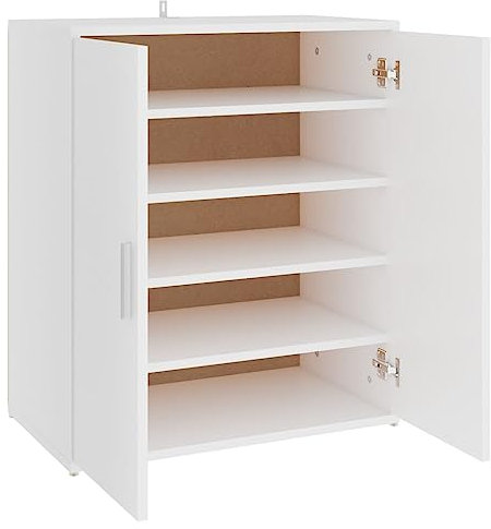 vidaXL Schuhschrank 5 Ablagen Wand Schuhkommode Schuhregal Schuhablage Schuhaufbewahrung Schuhständer Schuhorganizer Weiß 60x35x70cm Holzwerkstoff