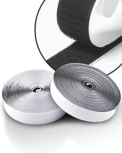 fruitlet® Velcr Adesivo Forte Nero 5m Lunghezza, Velcr Adesivo Double Sided 16 mm Wide, Nastro Adesivo Velcr Autoadesivo Extra Forte per Zanzariere, Finestre, Cornici per Foto, Tappetini Auto