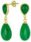 Klassische einfache Edelstein-Ohrringe mit zarten doppelten Tropfen aus echtem grünem Jade für Frauen, 14K Gelbgold-Überzug, .925 Sterlingsilber