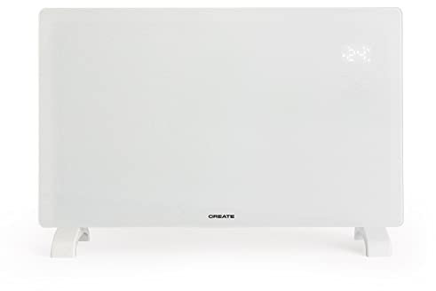 CREATE/WARM CRYSTAL 2500W / Convector Eléctrico de Cristal Blanco/Conectividad WiFi y App, Potencia regulable, Instalación en suelo o pared, Pantalla LED táctil, Fiable y seguro