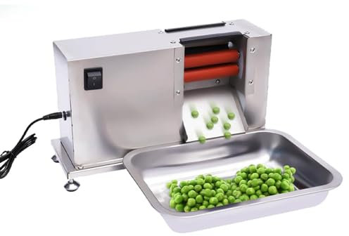 YHUEGH Separador eléctrico de pelador de Guisantes y judías Verdes, máquina peladora Comercial de Doble Tambor para pelar Guisantes, 22 lbs/h de Salida, 50 RPM, máquina peladora de Frijoles eléctrica