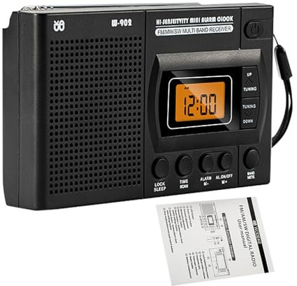 FLAVAS Radio Despertador Digital Am/FM, Radio Despertador Dual Am/FM - Radio portátil - Chip antiinterferencias DSP Antena telescó de 4 Secciones Radio Am/FM, Radio analógica con Pilas