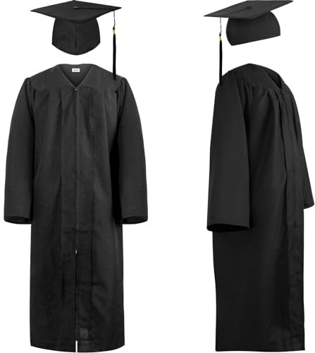 KEELYY Abschluss Talar mit Doktorhut Graduationrobe, Bachelor Abschluss Talar für Abschlussfeiern, Akademischer Talar mit Hut, Hochschule Bachelor Abschluss Geschenk für Herren Damen