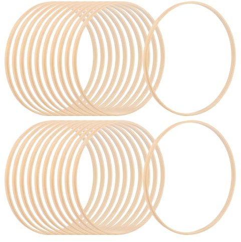 SHUESS 20 Stück Bambus Floral Hoop, Holzringe zum Basteln, Traumfänger Ringe Bambus 20cm, Holz Traumfänger Basteln Ringe für DIY Traumfänger Hochzeitskranz Kranz Dekor Wandbehang Handwerk
