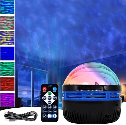 JOKILY Proiettore 2 in 1 per luci nordiche e onde del mare, proiettore a LED cielo stellato, proiettore luce nordica, proiettore luce stellata con telecomando per camera da letto, cameretta dei