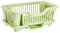 Qualiware Dish Drainer-Space-Saving Dish Drying Rack for Kitchen Counter, Durable PP Plastic Kitchen Drying Rack with a Cutlery Holder, Drip Tray, Drying Rack for Dishes, Knives and Forks (Green)