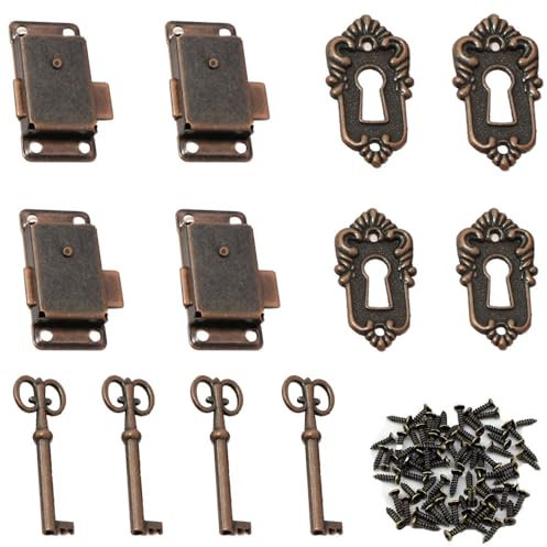yufana Set da 4 Pezzi Mobili Retrò - Serratura Antica Decorativa per Armadi, Armadietti, Cassette Degli Attrezzi