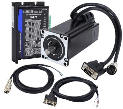 AIRUIXI schrittmotorsatz Nema 24 4 Nm Schrittmotor-Kits mit geschlossenem Regelkreis, 2-Phasen-Nema24-Servomotor 5 A + Servotreiber und 2 Verlängerungskabel