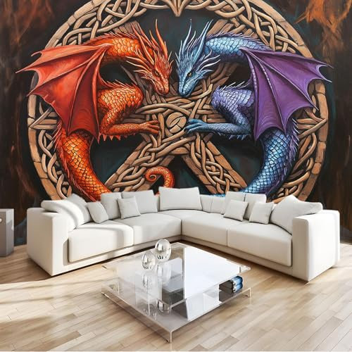 Wall Mural Photo Wallpaper Flying Dragon Totem Wall Art 3D Wallpaper Mural Photo 250x175 cm Kids Bedroom Living Room Home Poster Wall Decoration
