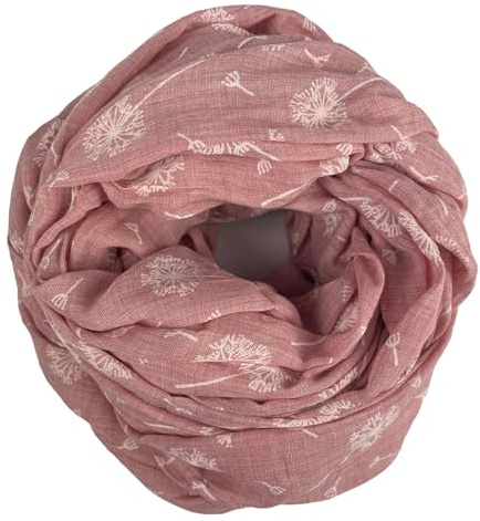 kennydoo Loop Damen Sommer Schal | mit fliegenden Pusteblumen | viele Farben 731 (altrosa)