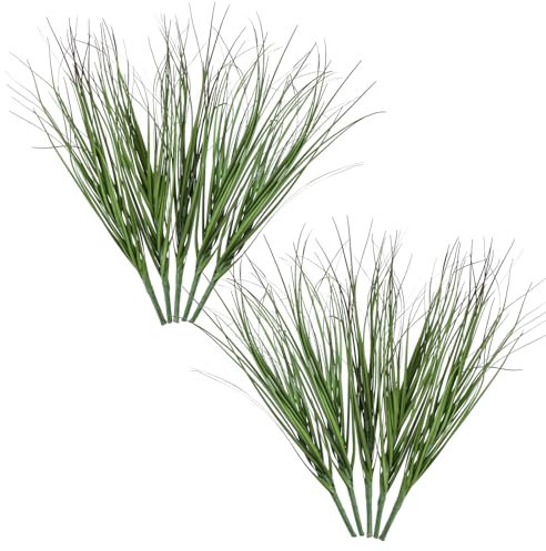 Bremorou 10 PCS Artificial Grass Plants Faux Shrubs Wheat Grass Greenery Stems Fake Plants Artificial Tall Fake Plant for Outdoor Decor Artificials Greenery Stems Stem UV Resistant Onion Grss