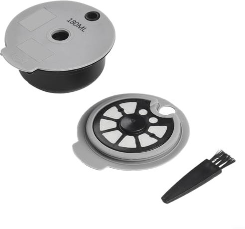 Juego de cápsulas de café reutilizables para cafetera Bosch Tassimo con cuchara, tapa de cepillo, respetuoso con el medio ambiente, plástico gris