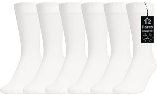 PS PROUTHS 12 Paar Herrensocken, 95 % Baumwolle, fein, hoch bis zu den Manschettenknöpfen, atmungsaktiv und bequem, für Arbeit oder Anzug, lange Socken aus Baumwolle., T-007, 40-46