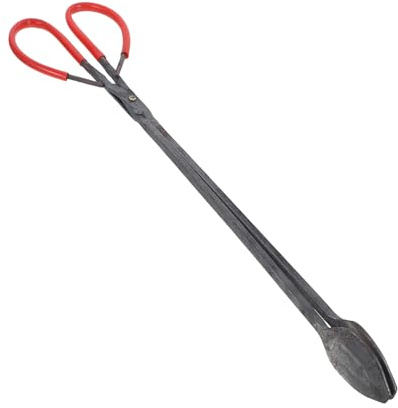 jojofuny Pince à Bûches en Fer Épais 52 CM Manche Long et Poignée Antidérapante Outil de Cheminée Polyvalent pour Foyer Intérieur et Extérieur Pinces à Feu pour Camping et Barbecue