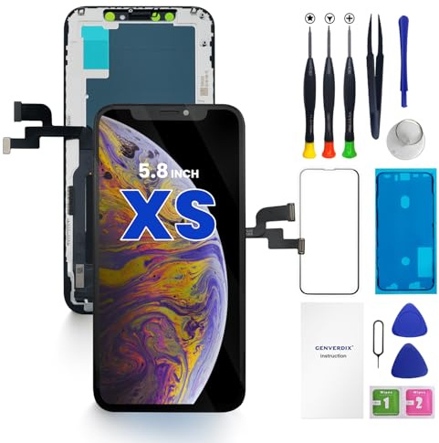 Genverdix Display für iPhone XS – 5.8 Zoll HD DIY 3D Touch Bildschirm Reparaturset, Vollständig Kompatibel mit Face ID, Lebendige Farben, Hohe Auflösung