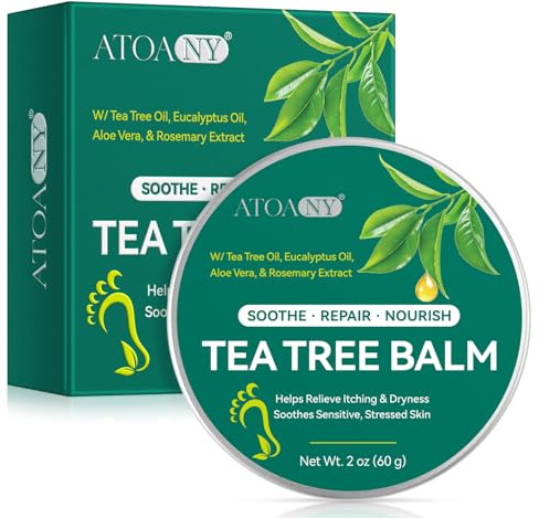 Tea Tree Oil Foot Cream 60g – Multi-Purpose Moisturising Balm for Dry, Rough Skin – Plant-Based with Tea Tree, Eucalyptus & Aloe Vera – For Hands, Feet, Heels & Body