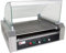 Beeketal 'BH11WG' Profi Hot Dog Grill mit 11 rotierenden Heizstäben, Edelstahl Würstchen Grill Gerät mit Fettauffangschublade und Glas Abdeckhaube, 2 Heizzonen separat stufenlos regelbar 50-250 °C
