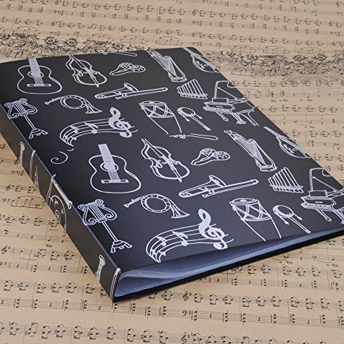 PUNK A4 Größe Musik Tabelle Datei Ordner A4 Größe Dokumente Halter Aufbewahrung Ordner 40 Taschen (Music Instrument Black)