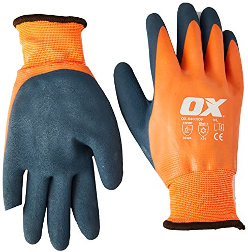 OX ox-s483909 termico impermeabile guanti in lattice, arancione/blu, taglia 9/grande