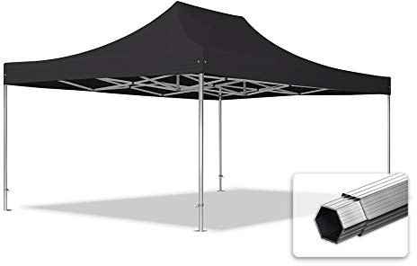 TOOLPORT ALU Pavillon Faltpavillon 4x6m ohne Seitenteile robust und wasserdicht Professional 50mm Partyzelt schwarz schwer entflammbar