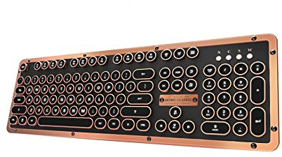 Azio Retro Classic Bluetooth 5.0 (Artisan) - Wireless/USB Wired Vintage Backlit Leather Mechanical Keyboard for PC/Mac (MK-RETRO-L-03B-US)