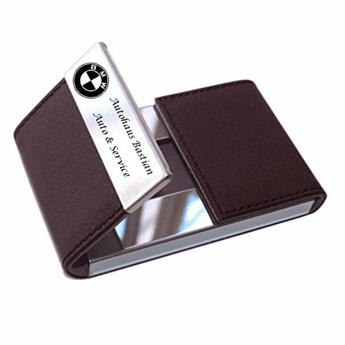 Visitenkartenetui mit Gravur nach Wunsch Kreditkarten Ausweise Etui 4 Farben (Braun)